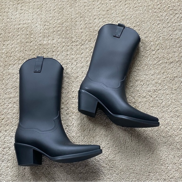 Black Jeffrey Campbell cowboy style rain boots - Picture 3 of 6
